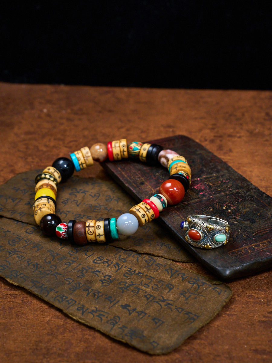 Prosperity Gemstone Guardian Ring – Carnelian, Turquoise, Lapis in Silver