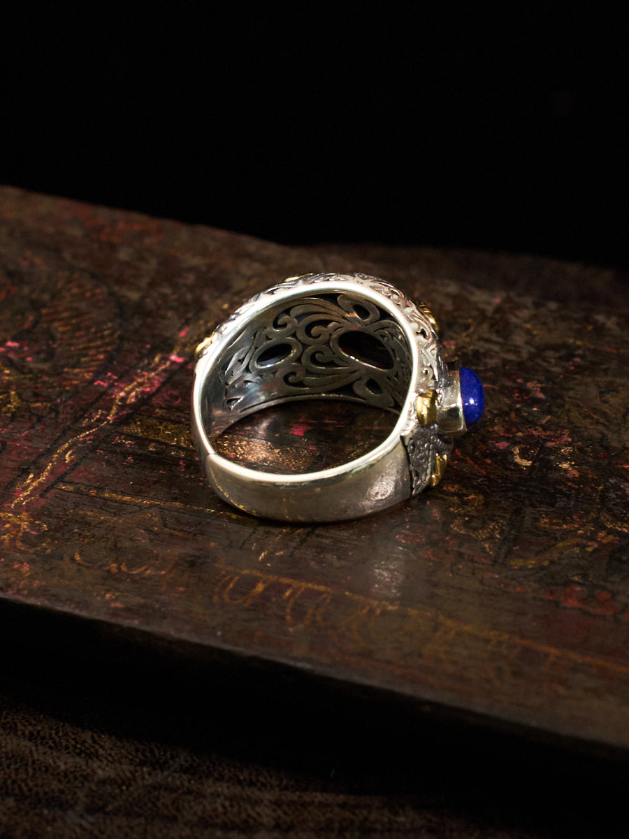 Prosperity Gemstone Guardian Ring – Carnelian, Turquoise, Lapis in Silver