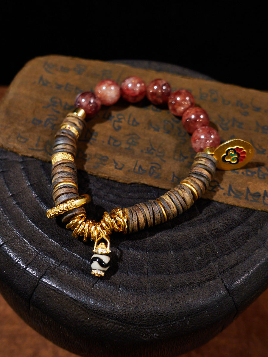 Radiant Serenity Red Garden Quartz & Agarwood Bracelet