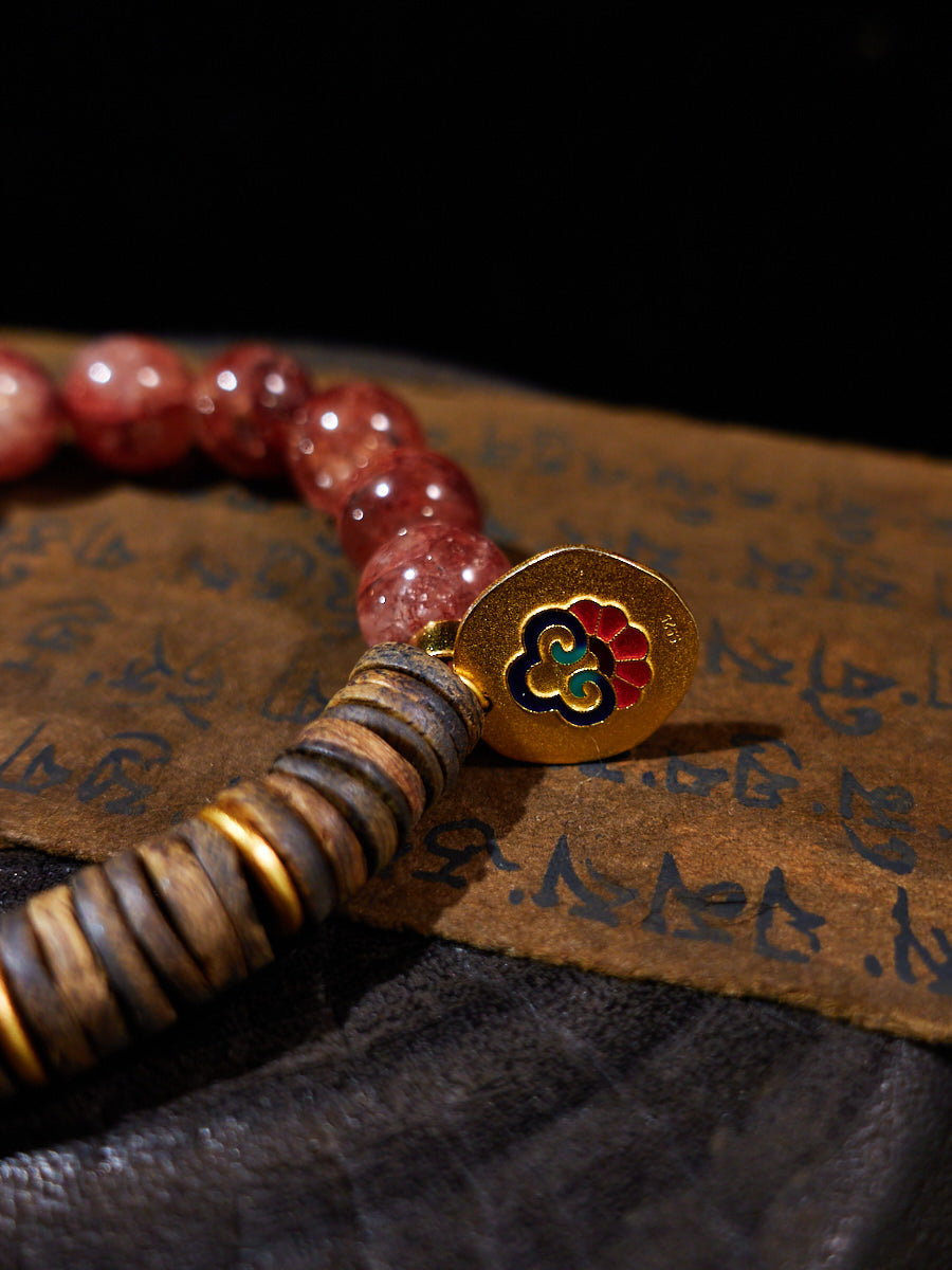 Radiant Serenity Red Garden Quartz & Agarwood Bracelet