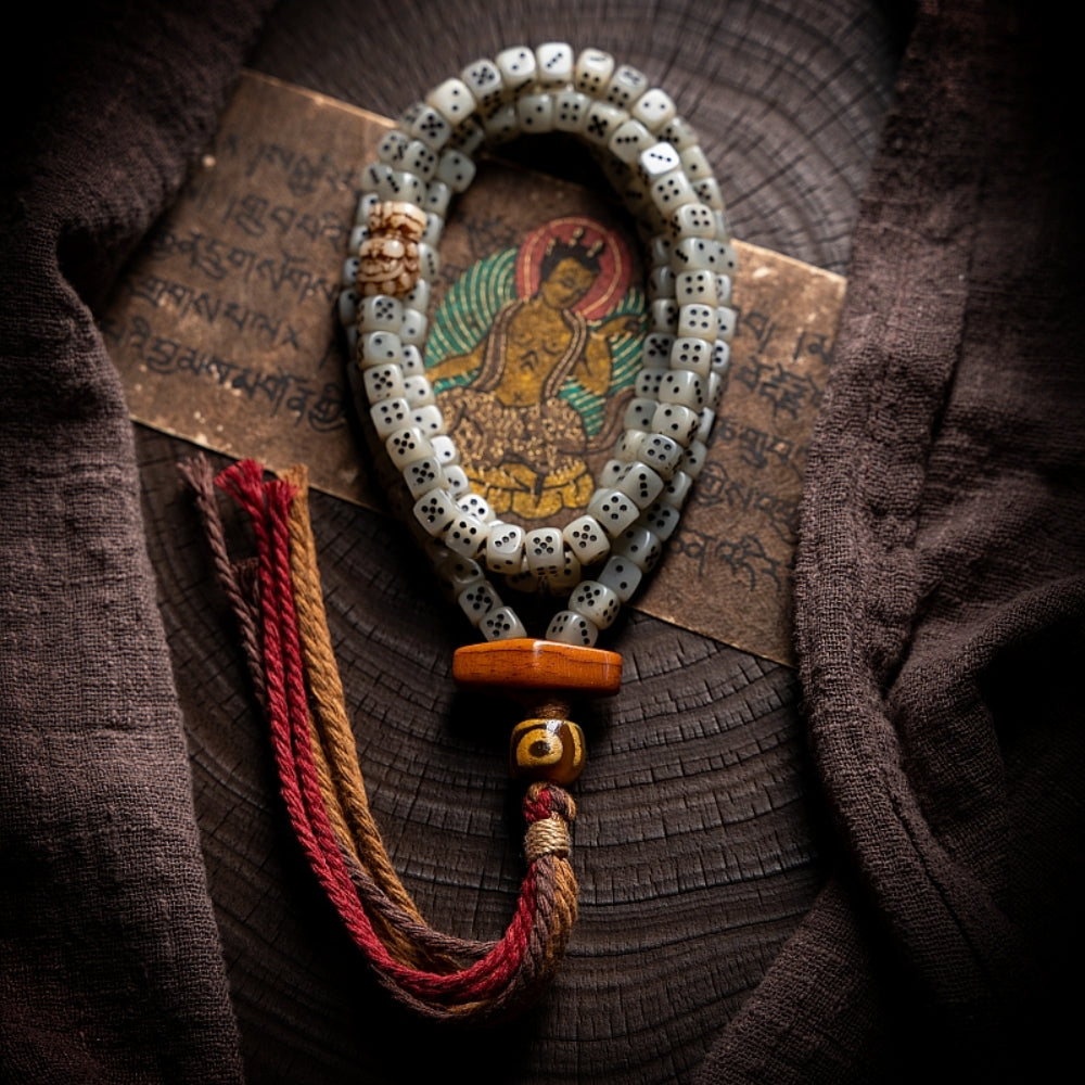 108 Camel Bone Yak Bone Dzi Mala Necklace