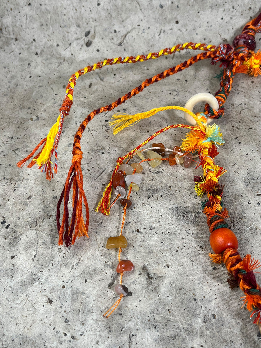 Tibetan Braided Citrine Bone Tassel Necklace