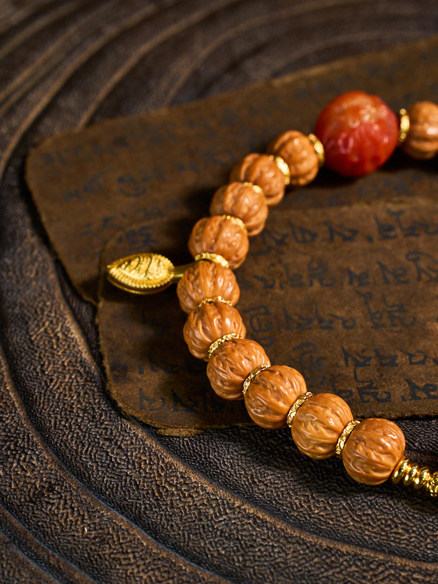 Lotus Blessing Mini Jingba Walnut Agate Turquoise Bracelet