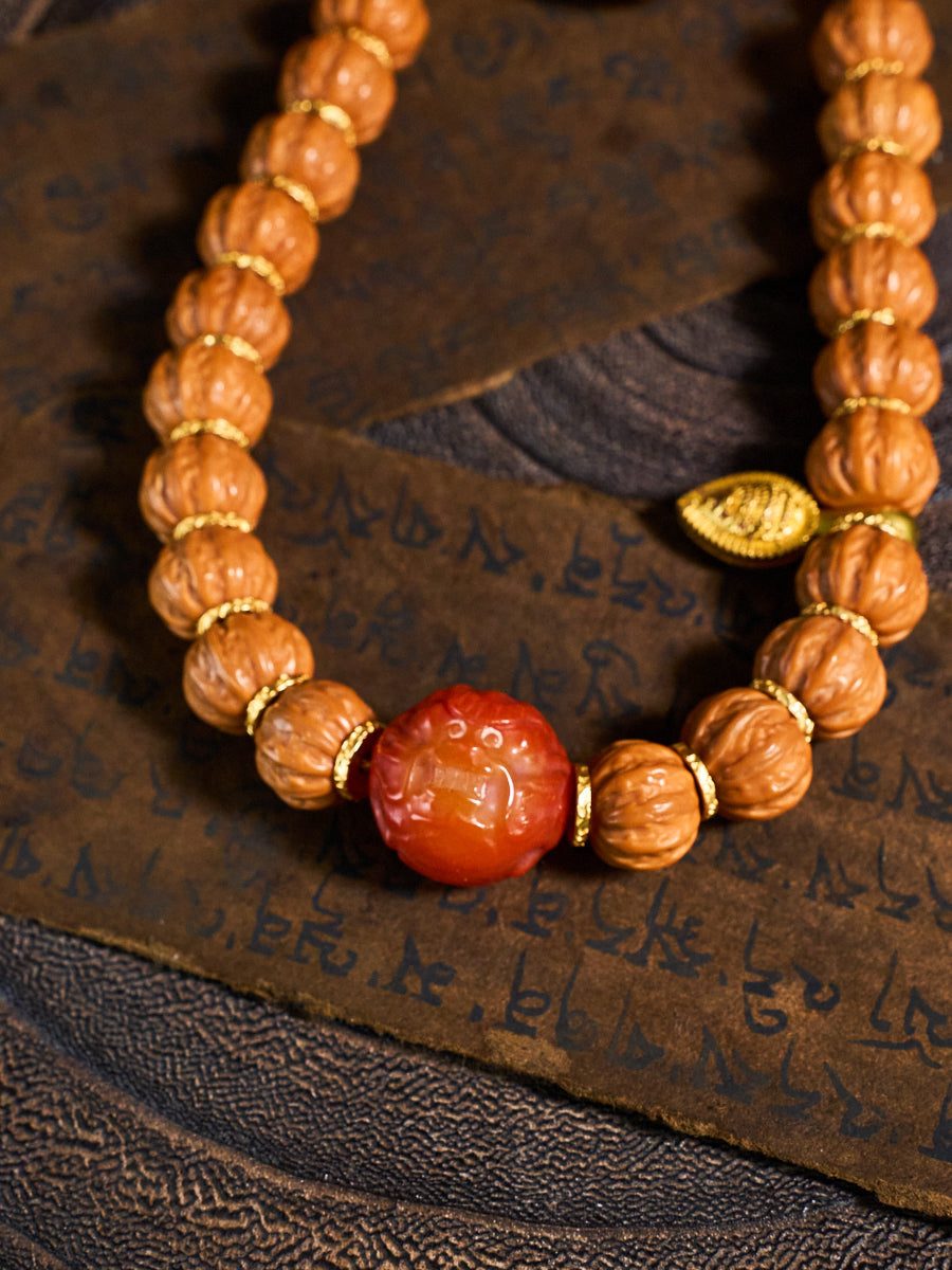 Lotus Blessing Mini Jingba Walnut Agate Turquoise Bracelet