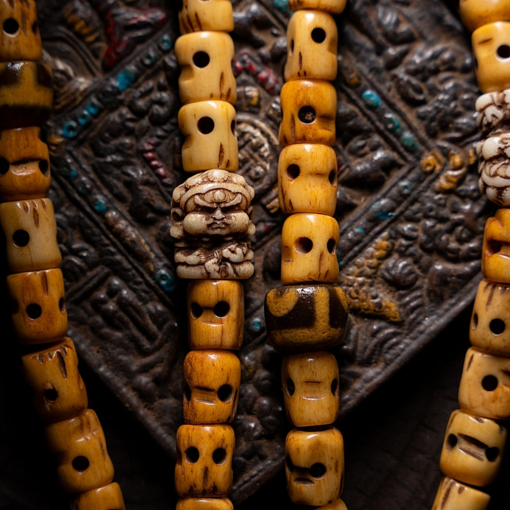 Tibetan Consume Cow Bones Protection Necklace – Handcrafted Spiritual Energy Beads