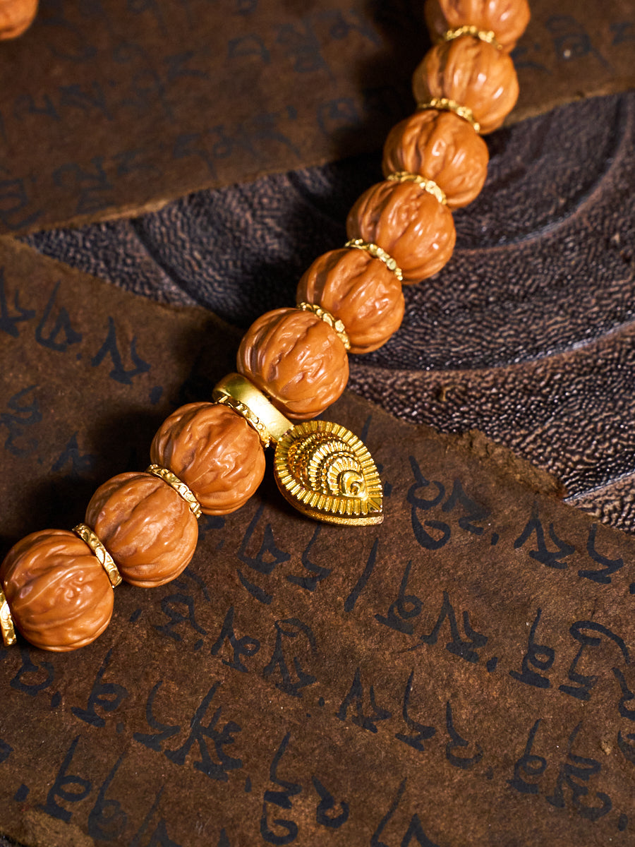 Lotus Blessing Mini Jingba Walnut Agate Turquoise Bracelet