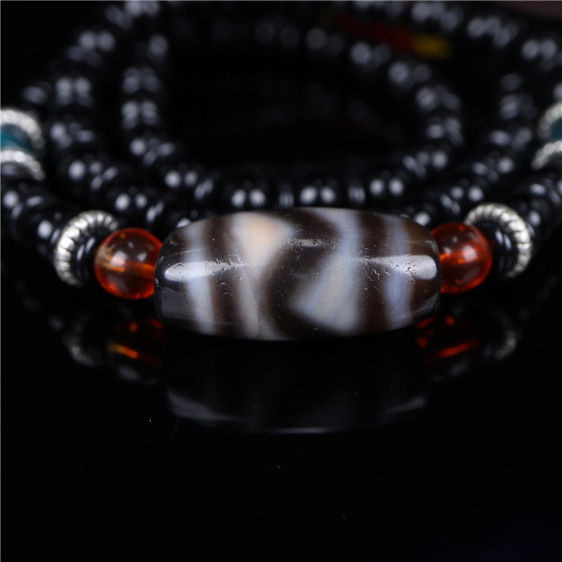 Natural agate chalcedony tiger tooth celestial bead necklace