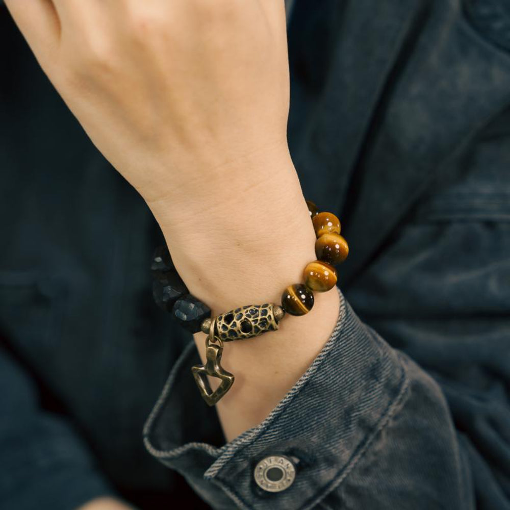 Prosperity Guardian Tiger Eye and Ebony Bracelet