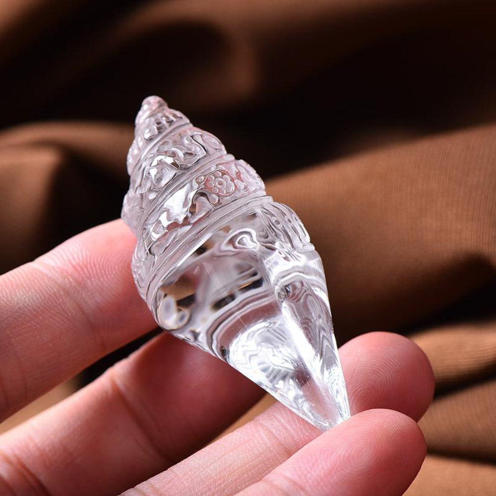 Prosperity & Healing Clear Crystal Conch Shell Necklace