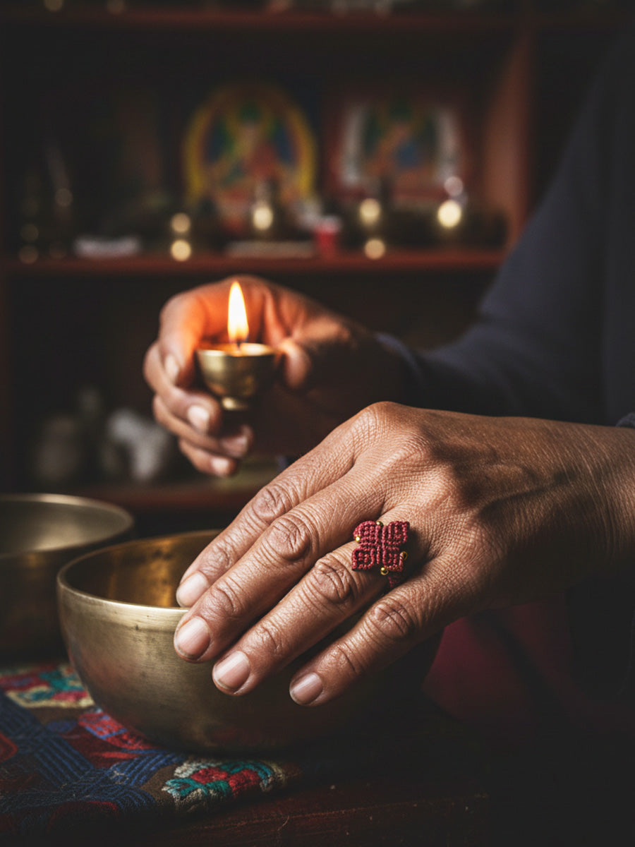 Kailash Blessing Brass Braided Ring