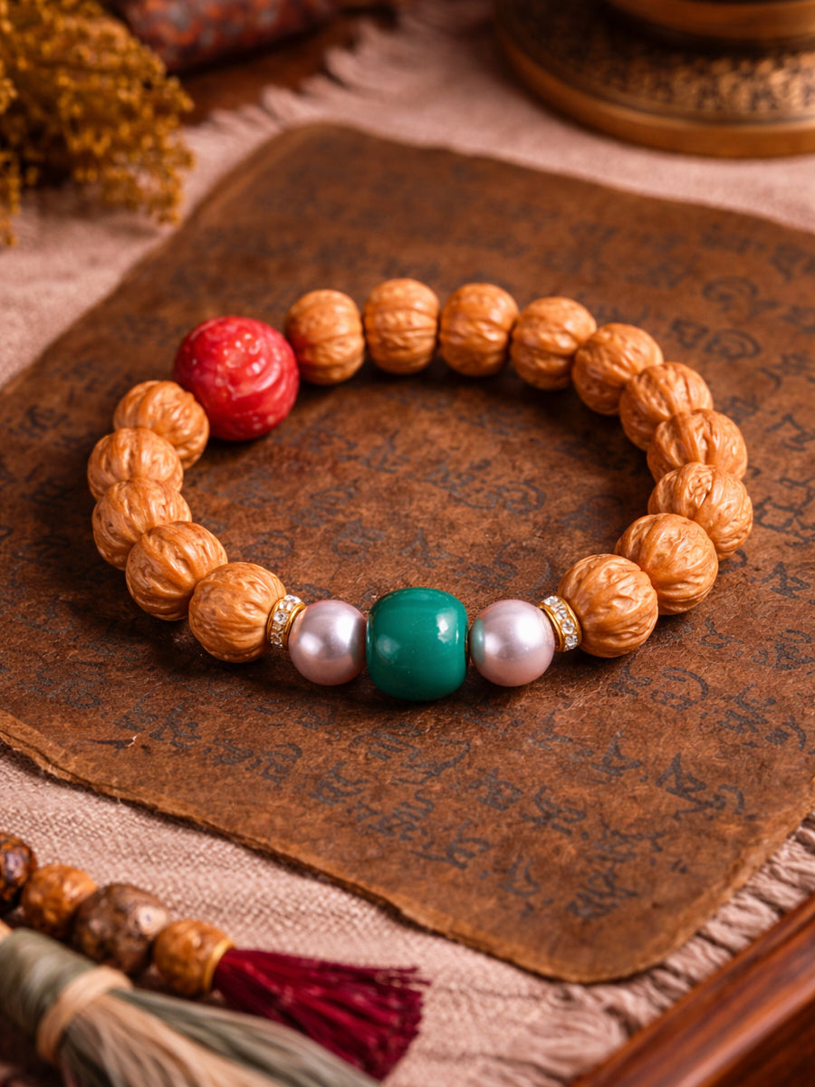 Ancient Touch Mini Jingba Walnut Agate Turquoise Bracelet