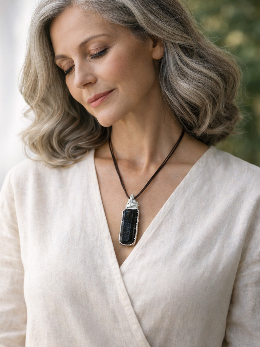 The Shield · Black Tourmaline Silver Pendant