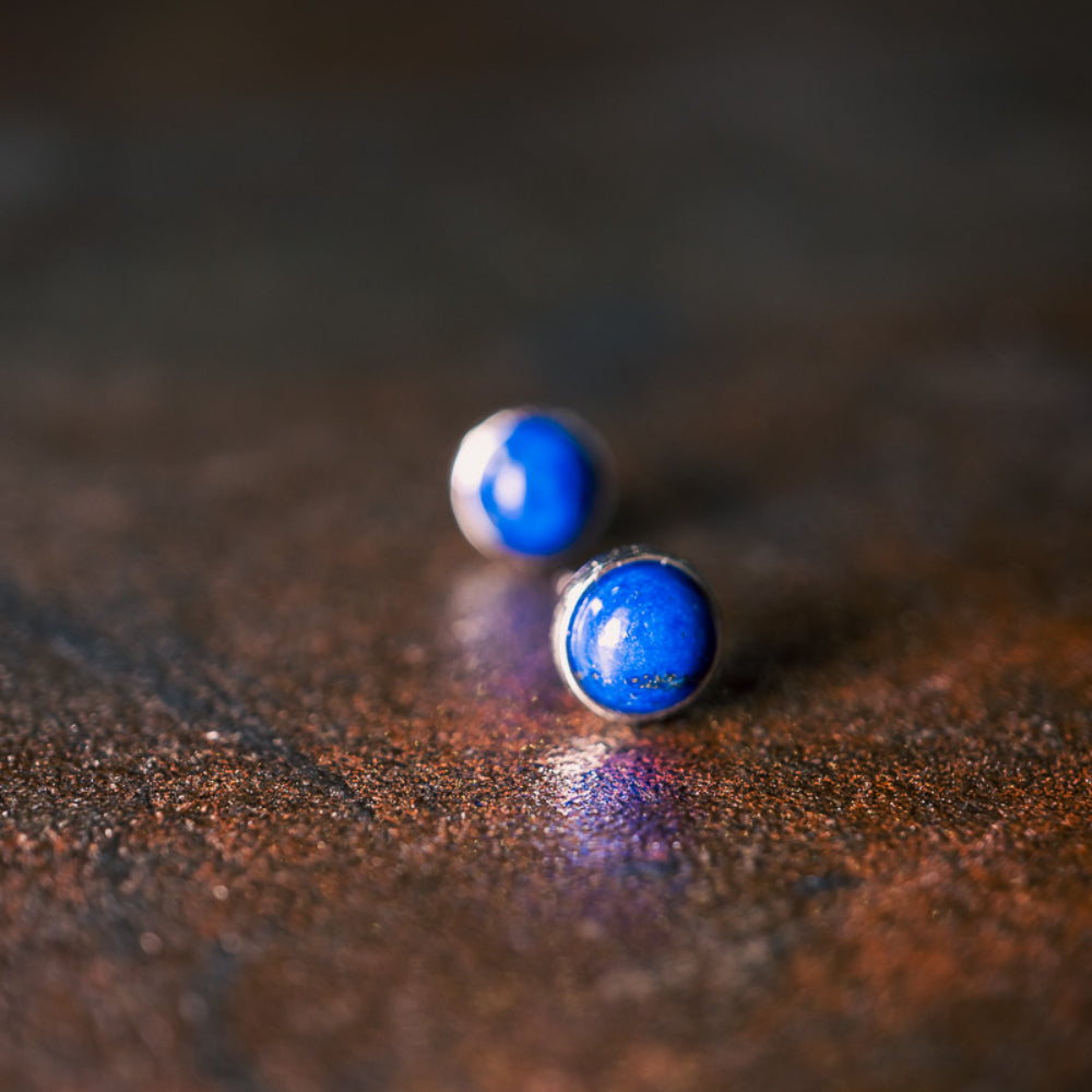 Deep Serenity Lapis Lazuli Silver Stud Earrings for Wisdom and Tranquility