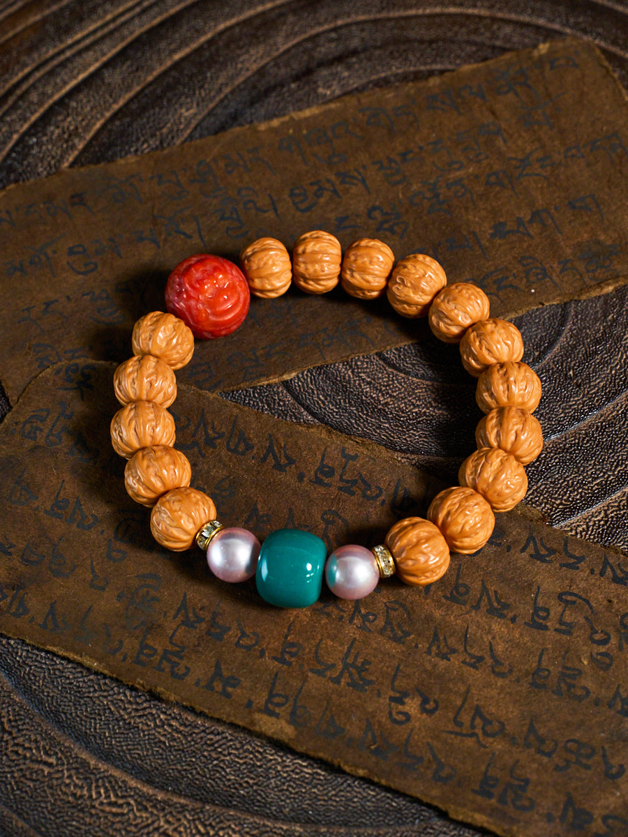 Ancient Touch Mini Jingba Walnut Agate Turquoise Bracelet