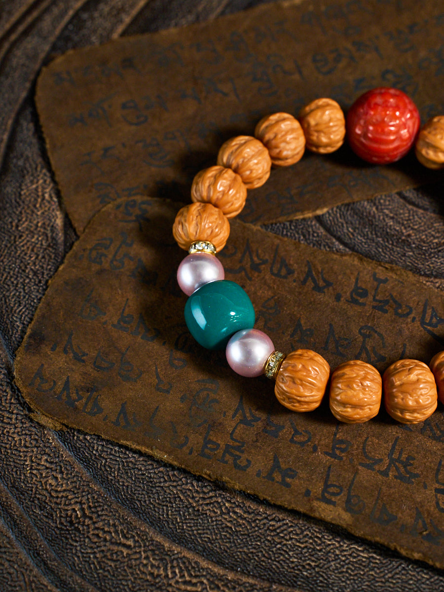 Ancient Touch Mini Jingba Walnut Agate Turquoise Bracelet