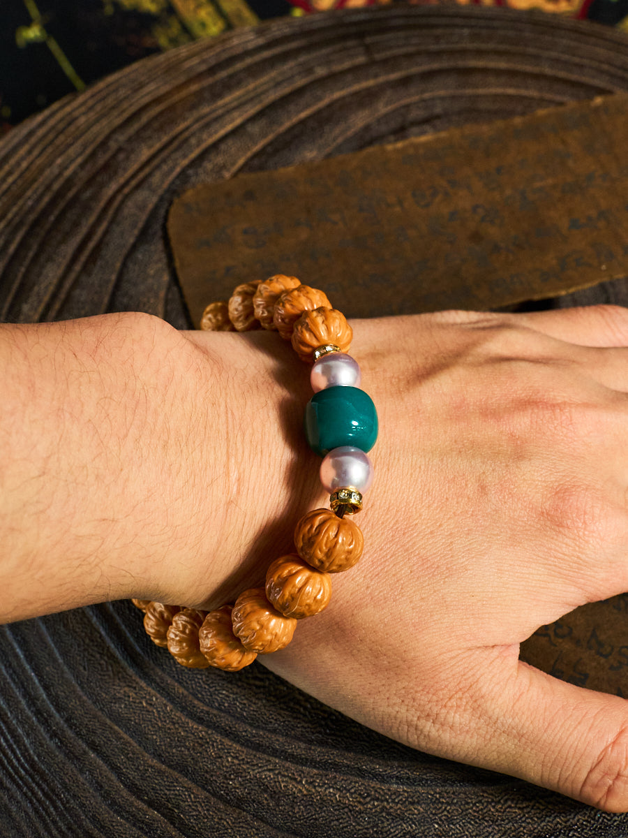 Ancient Touch Mini Jingba Walnut Agate Turquoise Bracelet