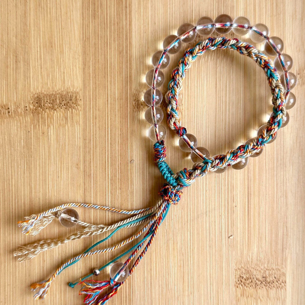 Five Elements Clear Quartz Tibetan Cotton Cord Bracelet
