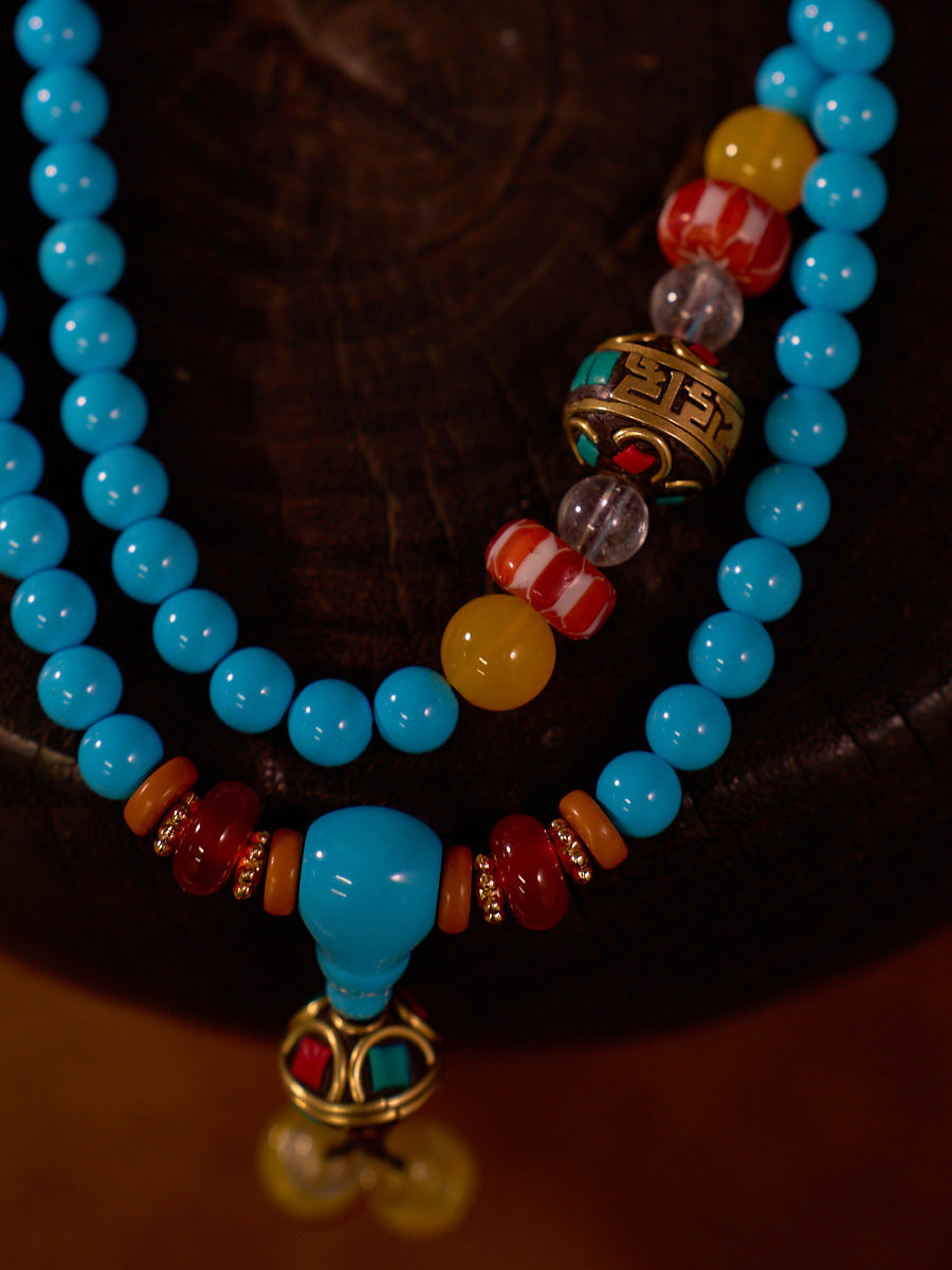 108 Bead Turquoise Agate Mala Necklace