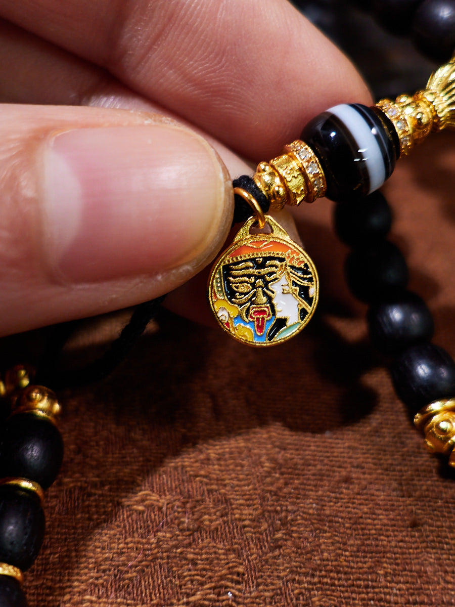 Serene Dual Vision Two-Eyed Dzi & Agarwood 18K Gold Necklace