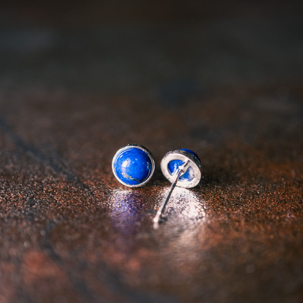 Deep Serenity Lapis Lazuli Silver Stud Earrings for Wisdom and Tranquility