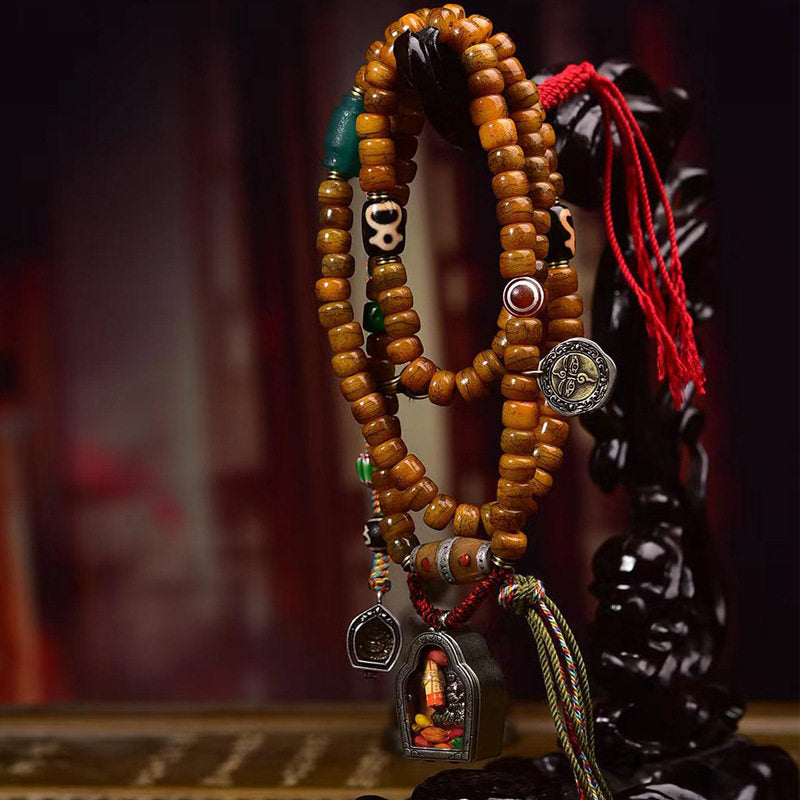 Ancient Wisdom 108 Camel Bone Dzi Thokcha Tibetan Mala Necklace