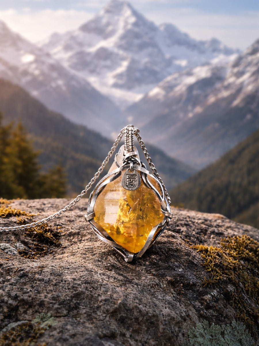 Stable Fortune Citrine Pendant | Tshakirama Wealth Guardian Necklace
