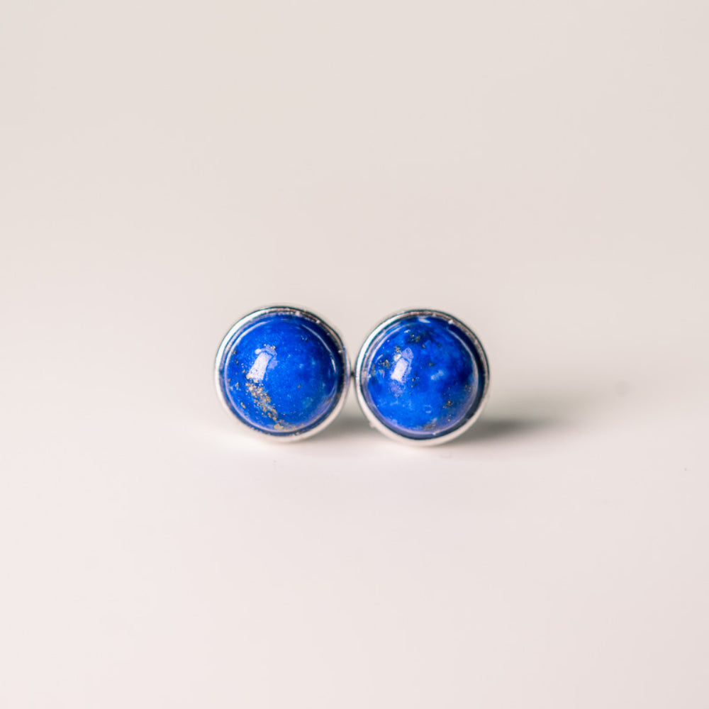 Deep Serenity Lapis Lazuli Silver Stud Earrings for Wisdom and Tranquility