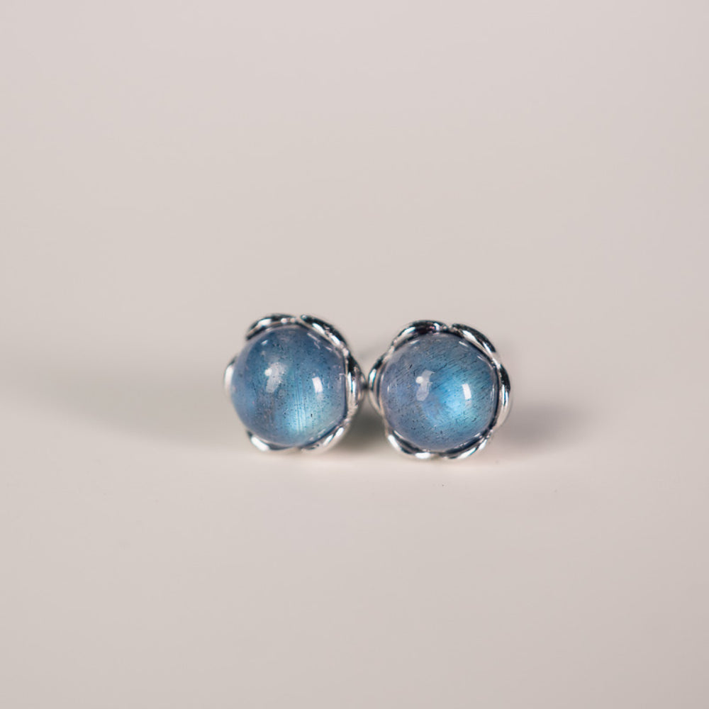 Tranquil Moonlight Silver Stud Earrings for Serenity and Balance