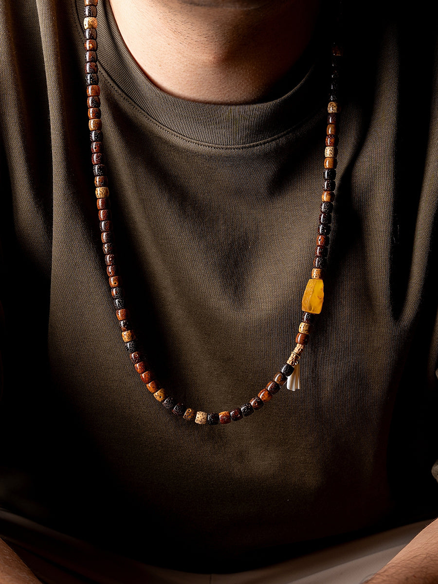 Star Moon Bodhi Aged Seed Mala Bracelet - Men’s Edition
