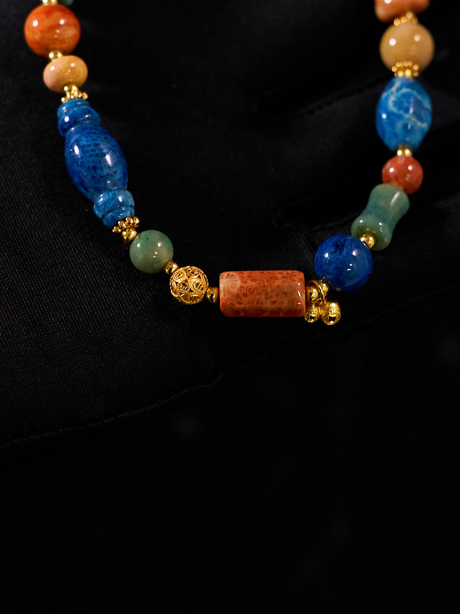 Agatized Coral Gourd Charm Energy Bracelet