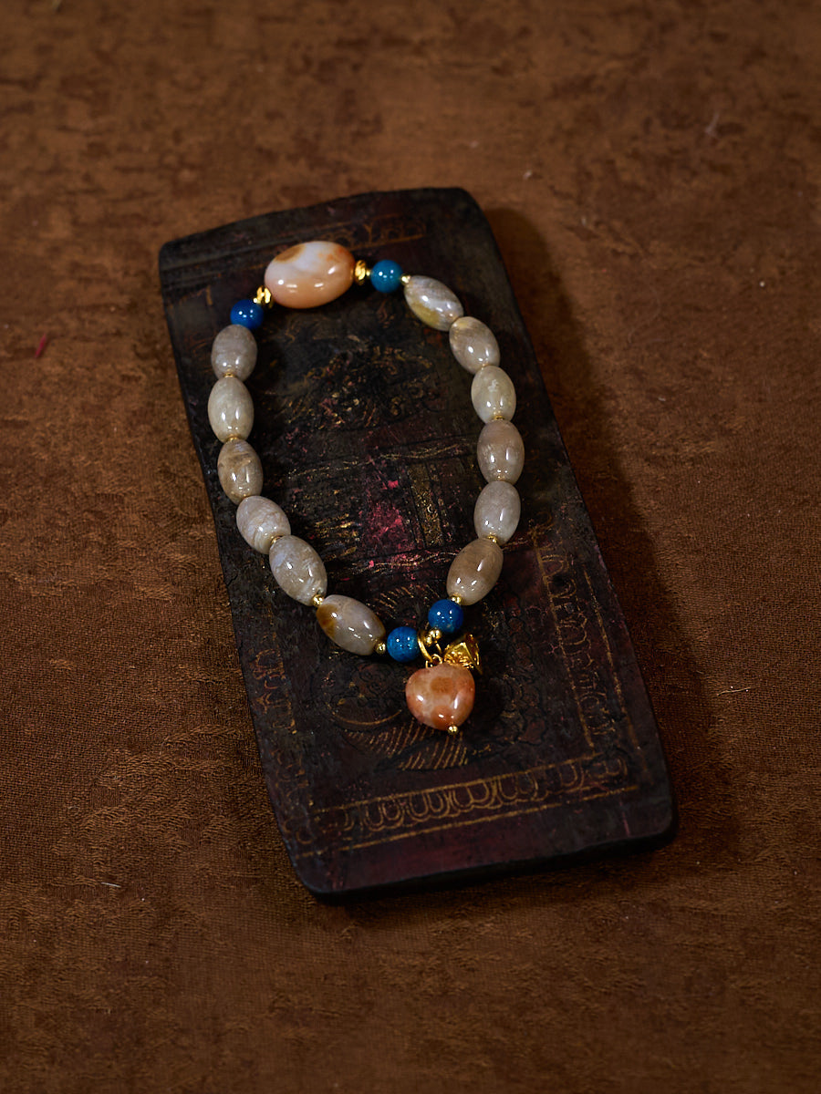 Agatized Coral Silver Healing Heart Bracelet