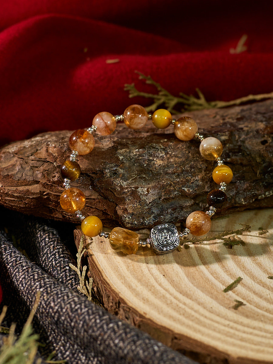 Yellow Jambhala Pixiu Multi-Gem Bracelet | Prosperity, Protection & Abundance Energy