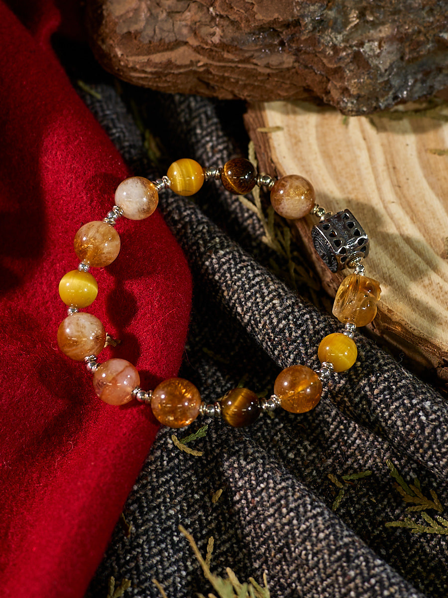 Yellow Jambhala Pixiu Multi-Gem Bracelet | Prosperity, Protection & Abundance Energy