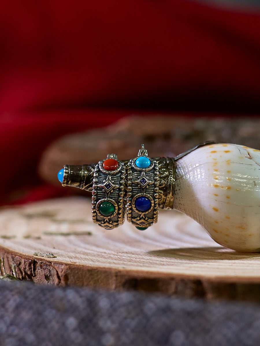 Celestial Vitality Lapis & Agate Hoop Earrings – Empower Your Spirit with Natural Elegance