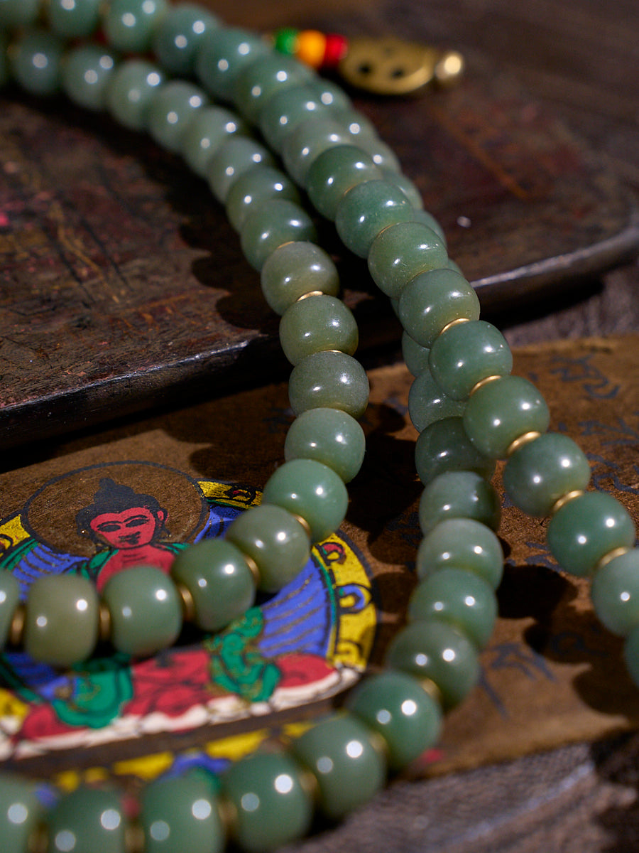 108 Bodhi Seed Dzi Bead Copper Mala Necklace