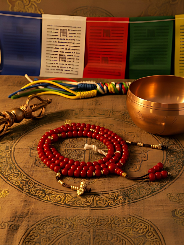 Colored Glaze Tibetan 108 Mala  Cotton