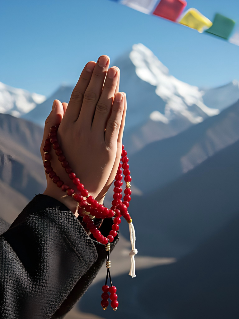 Colored Glaze Tibetan 108 Mala  Cotton