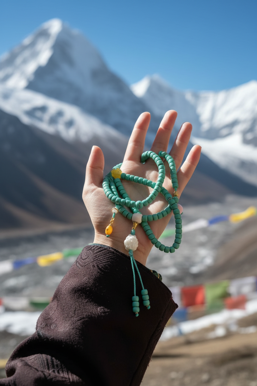 Turquoise 108  Mala Beads Beeswax Amber