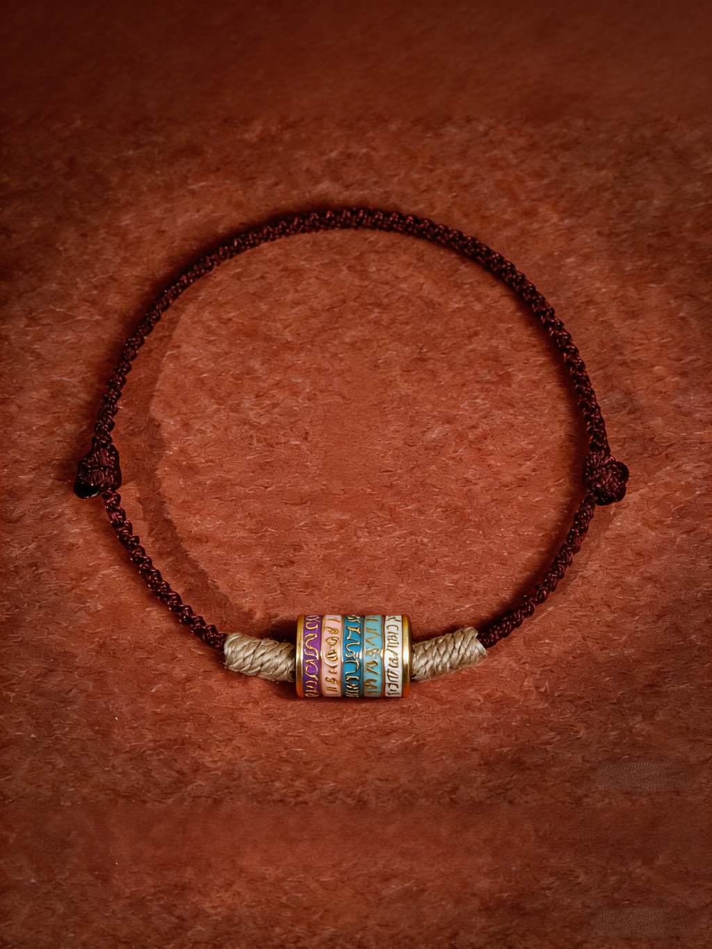 Handwoven Six Syllable Mantra Silver Enamel Bracelet for Love Luck and Eternal Protection