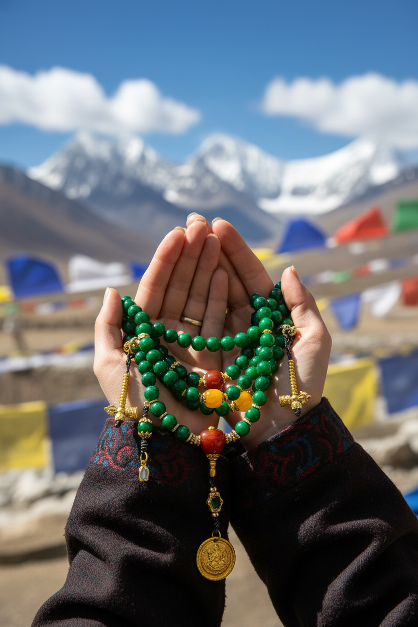 Green Dry Turquoise 108 Mala with Agate