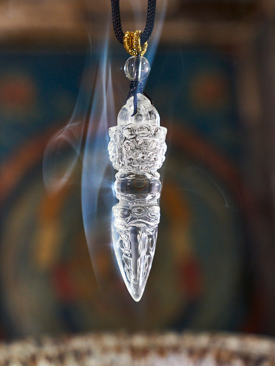 Phurba Vajra Protective Energy Clear Quartz Necklace