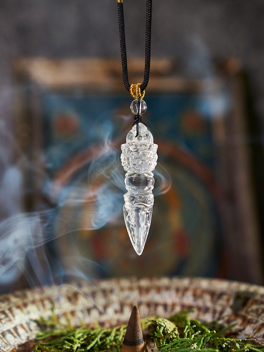 Phurba Vajra Protective Energy Clear Quartz Necklace