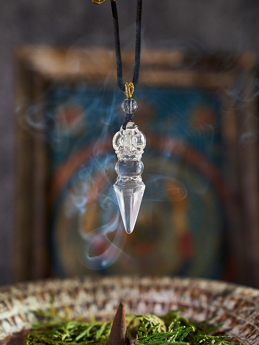 Vajra Demon Subduing Pestle Obstruction Removal Crystal Kailash Energy Blessing Himalaya Tibetan White Crystal