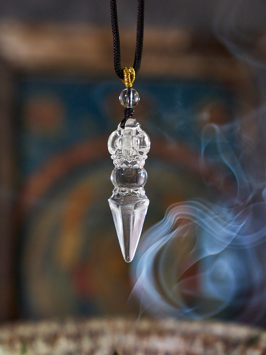 Vajra Demon Subduing Pestle Obstruction Removal Crystal Kailash Energy Blessing Himalaya Tibetan White Crystal