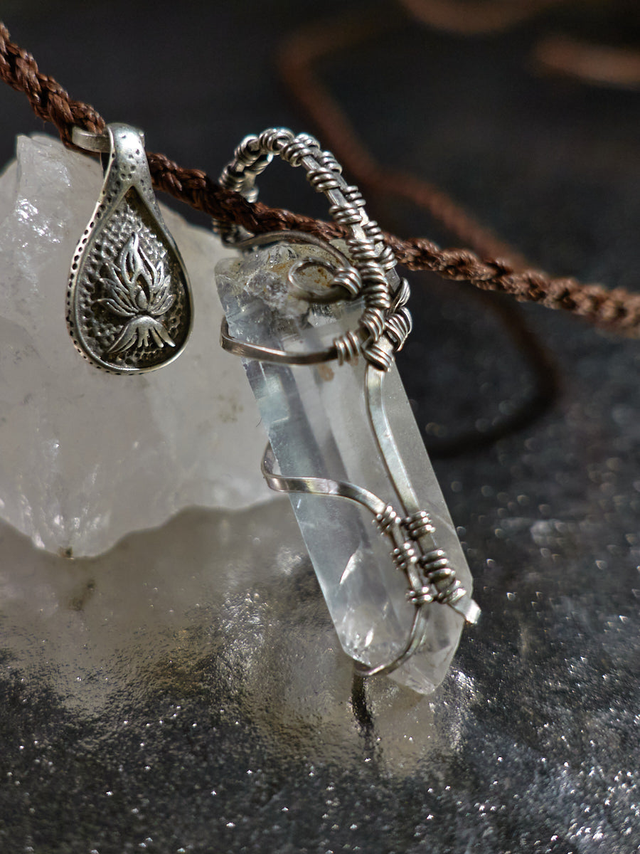 Blissful Connection Love Energy Clear Quartz Silver Necklace