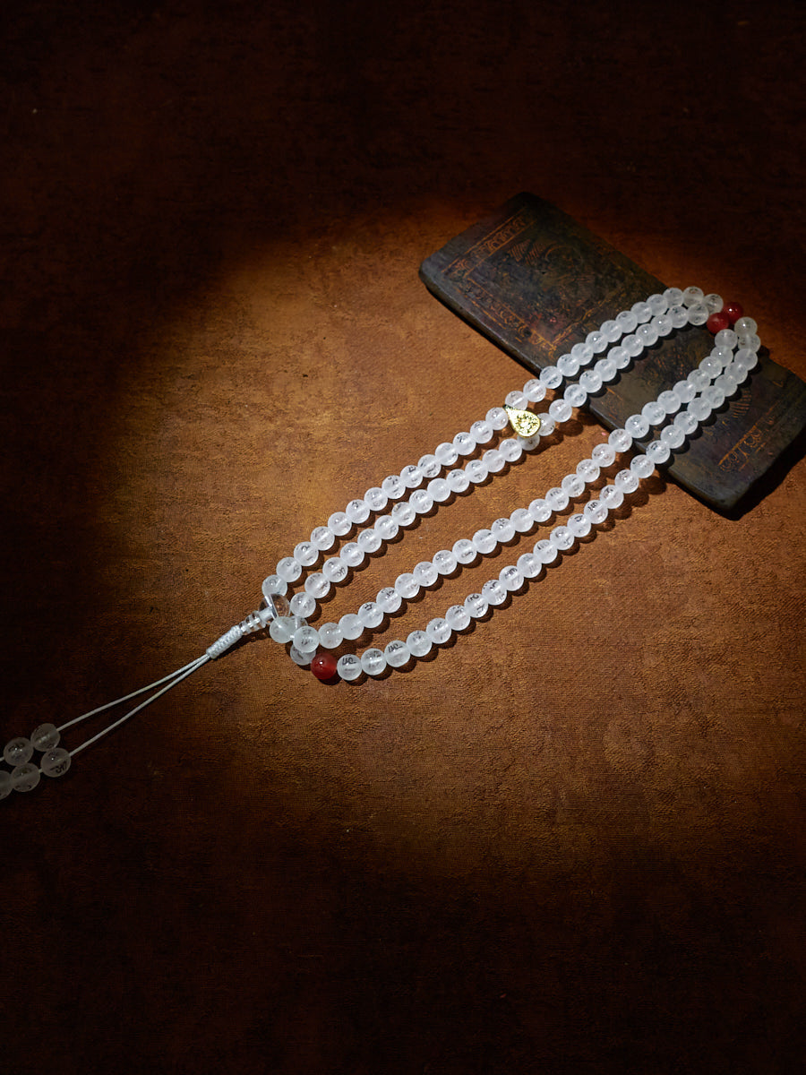 108 Mala Beads Clear Crystal Healing Necklace