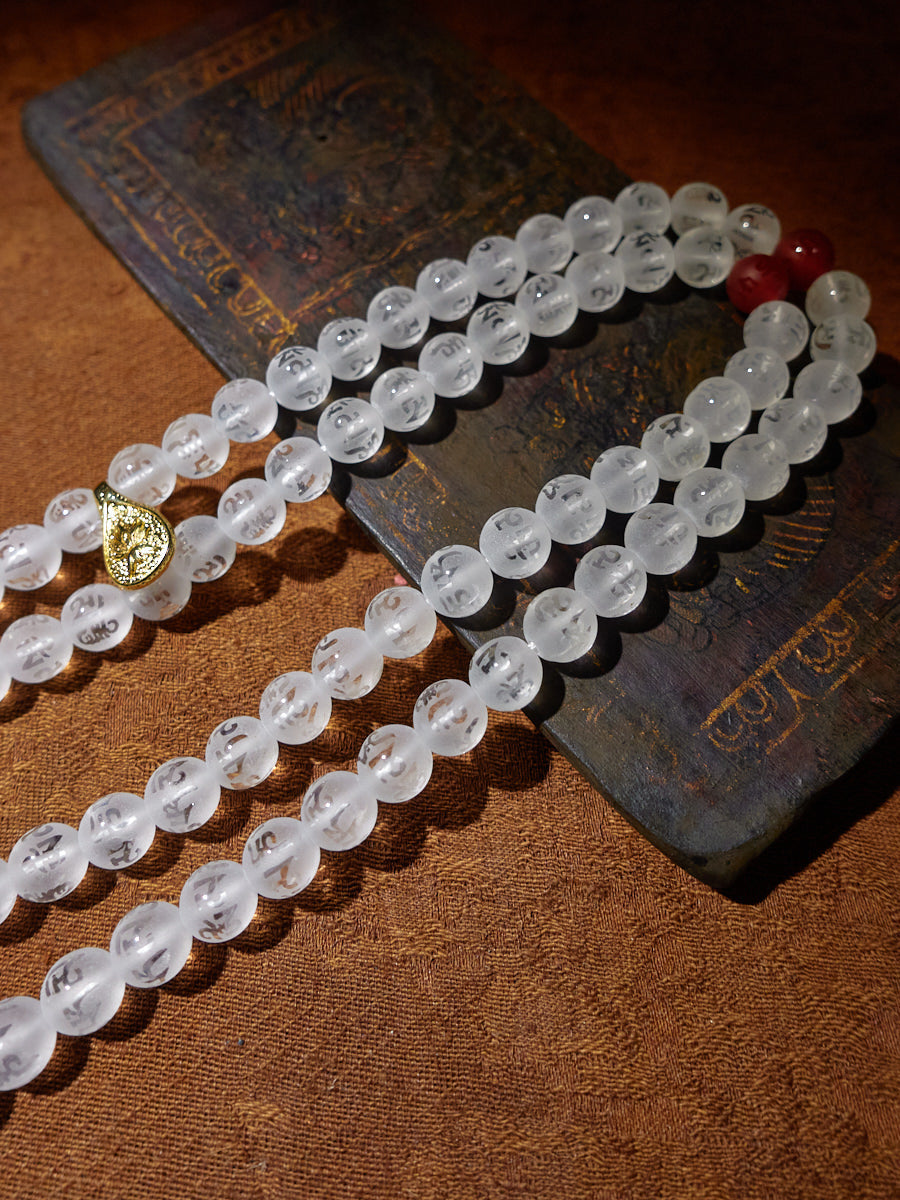 108 Mala Beads Clear Crystal Healing Necklace