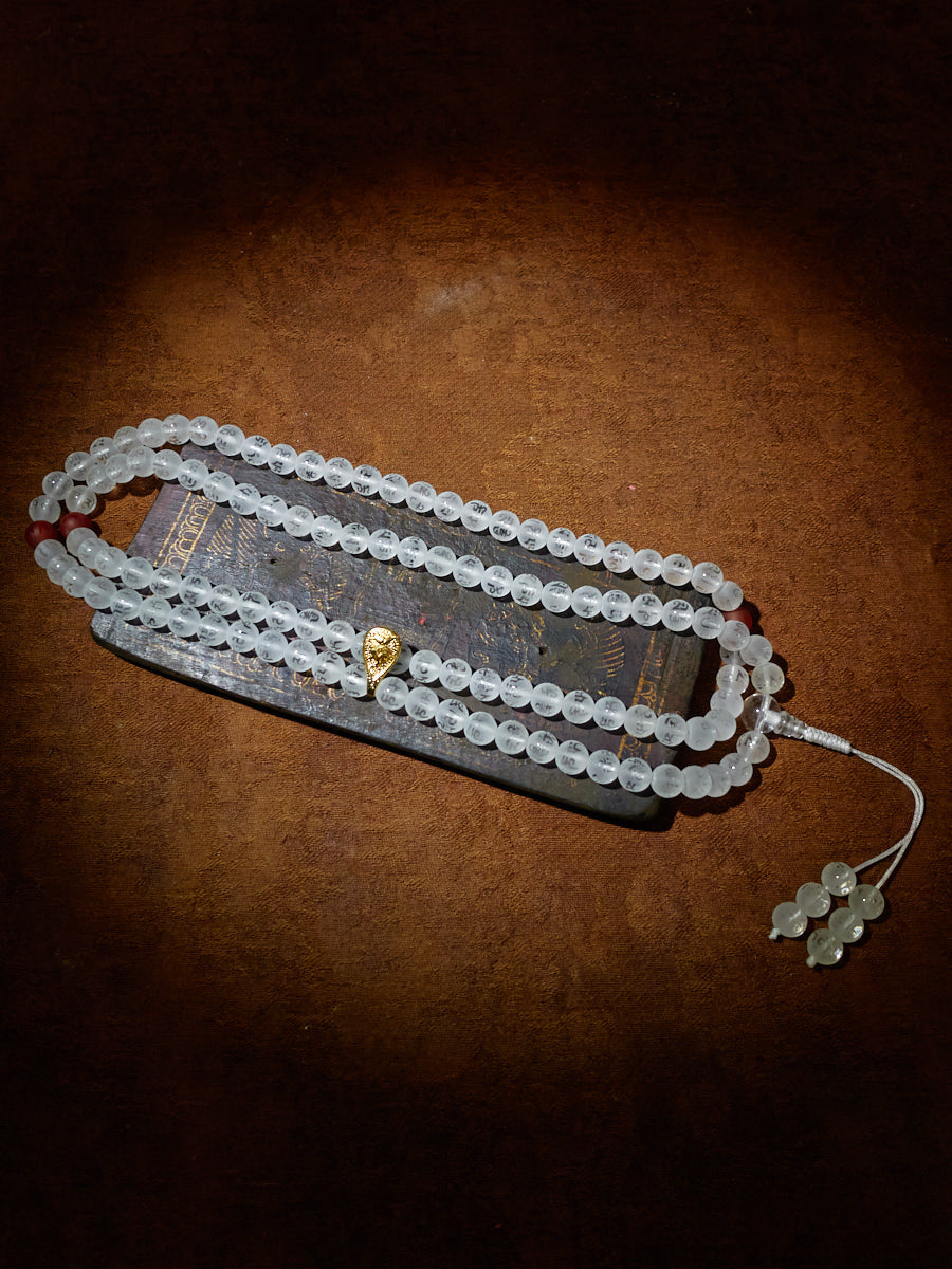 108 Mala Beads Clear Crystal Healing Necklace