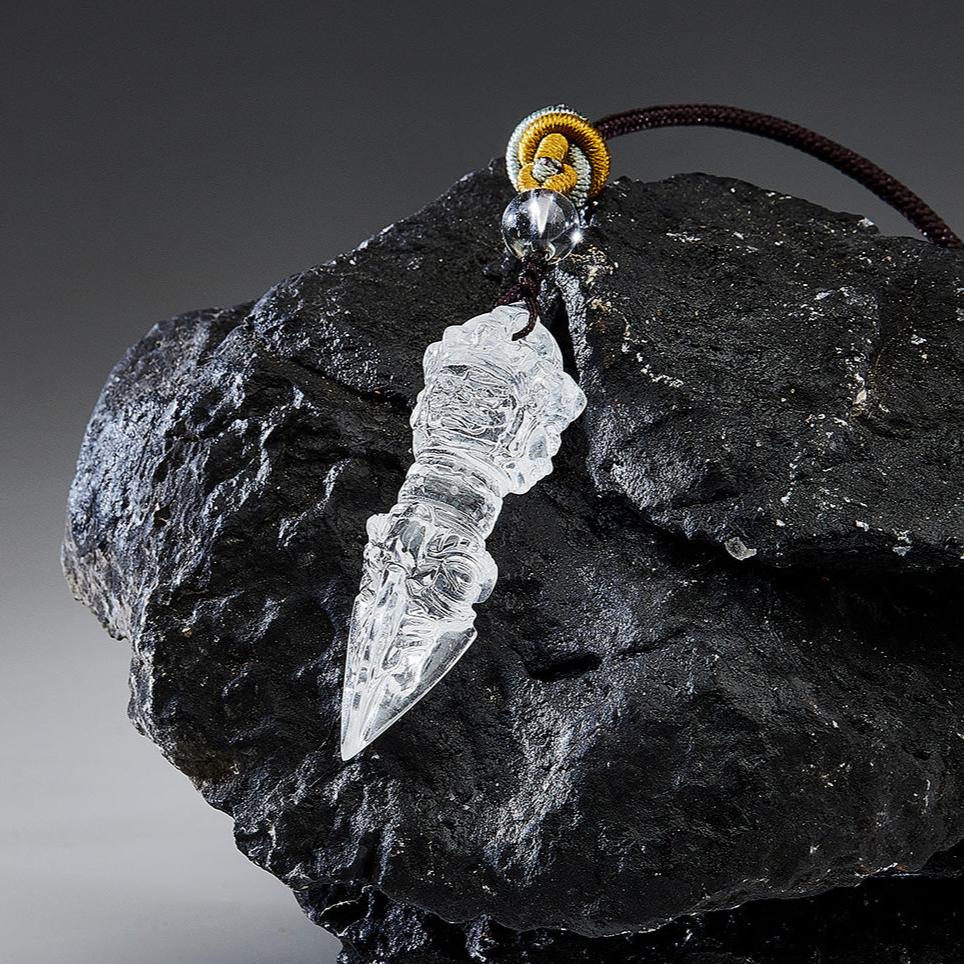 Phurba Vajra Protective Energy Clear Quartz Necklace