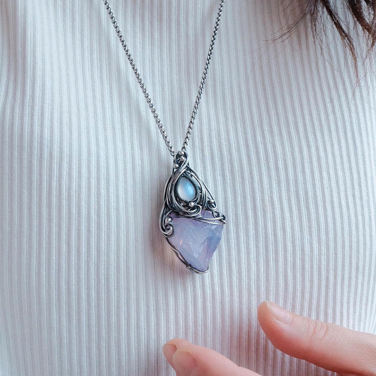 Peace Energy Amethyst Silver Necklace